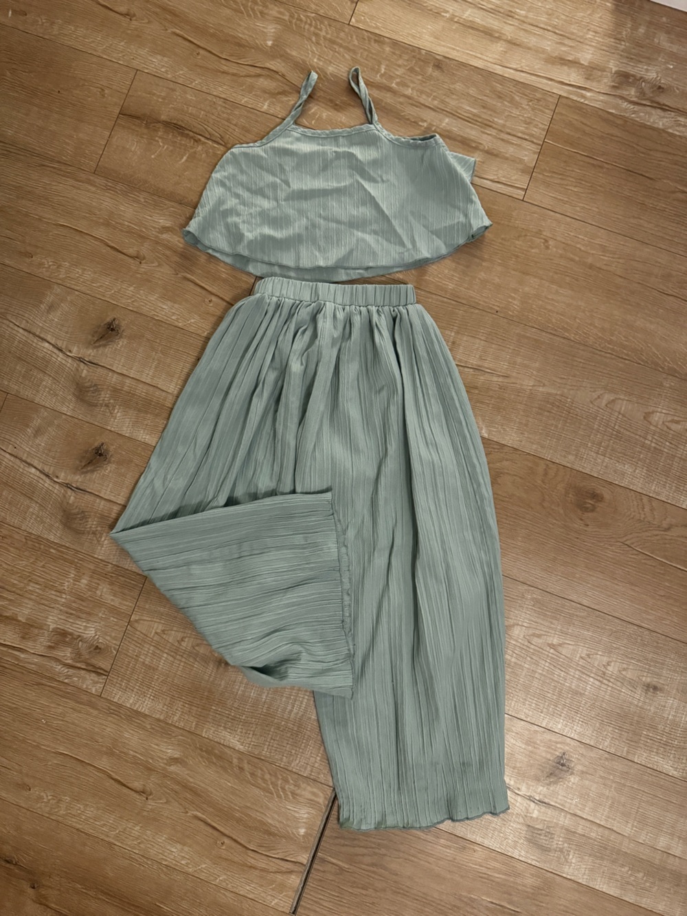 Sage Green Pleated kids Outfit